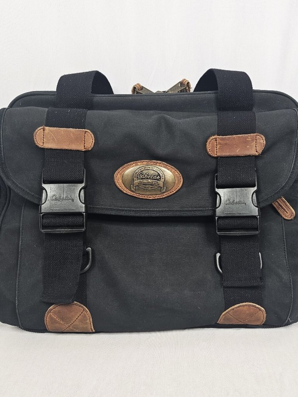 Cabela's | Canvas Leather Messenger Laptop Travel Bag | Black